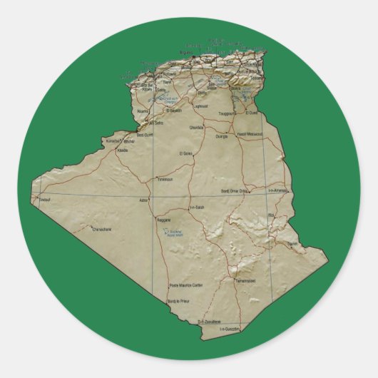 Algerije Kaart Sticker (Voorkant)