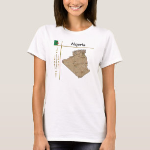 Algerije Kaart + Vlag + Titel T-Shirt
