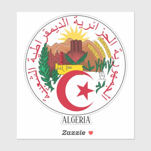 Algerije Nationaal embleem Patriottisch Sticker (Vel)