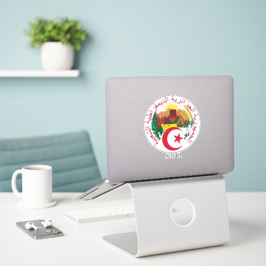 Algerije Nationaal embleem Patriottisch Sticker (Laptop op bureau)
