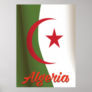 Algerije Nationale Vlag vintage stijl reisposter Poster