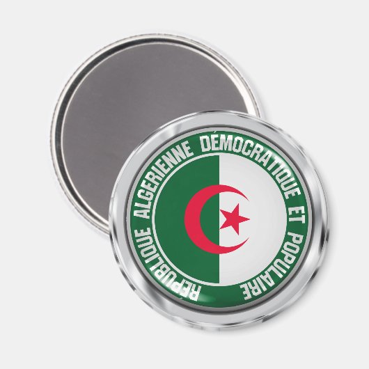 Algerije Round Emblem Magneet (Voorkant / Achterkant)