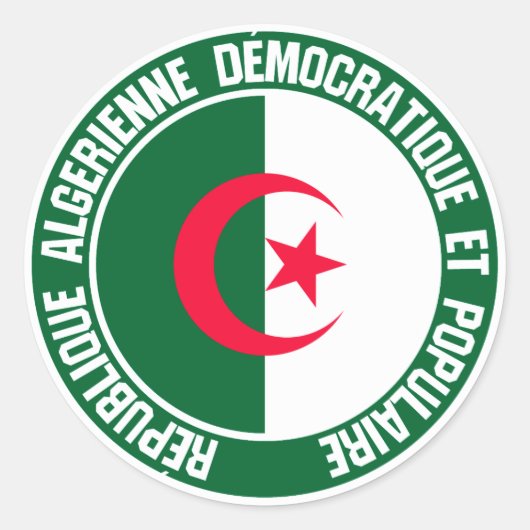 Algerije Round Emblem Ronde Sticker (Voorkant)