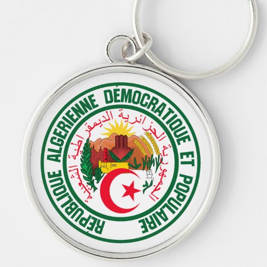 Algerije Round Emblem Sleutelhanger (Voorkant)