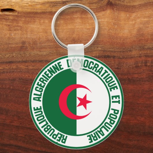 Algerije Round Emblem Sleutelhanger (Voorkant)