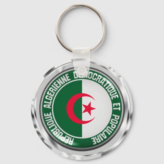 Algerije Round Emblem Sleutelhanger (Voorkant)