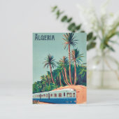 Algerije, trein die de palmbomen passeert briefkaart (Staand voorkant)