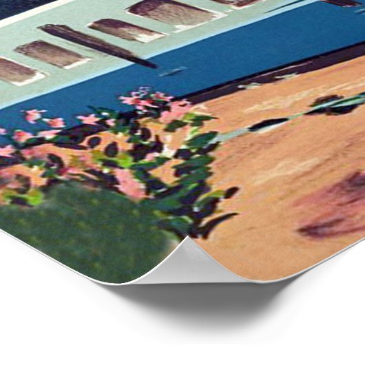 Algerije, trein die de palmen passeert poster (Hoek)