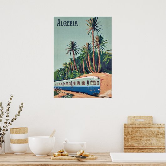 Algerije, trein die de palmen passeert poster (Keuken)
