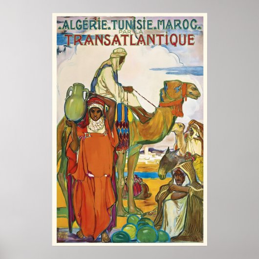 Algerije Tunesië Marokko Vintage Reisposter Poster (Voorkant)