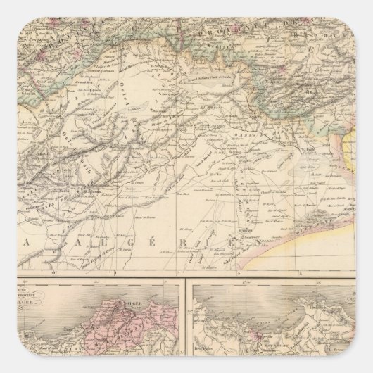 Algerije, Tunesië Vierkante Sticker (Voorkant)