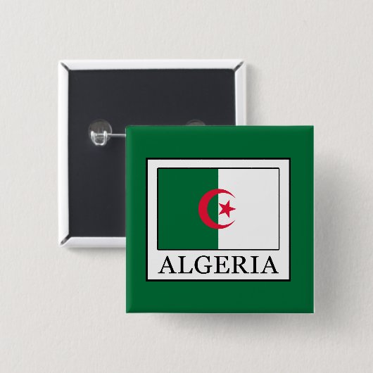 Algerije Vierkante Button 5,1 Cm (Voorkant /achterkant)