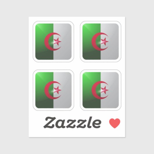 Algerije vierkante glanzende vlag sticker (Vel)