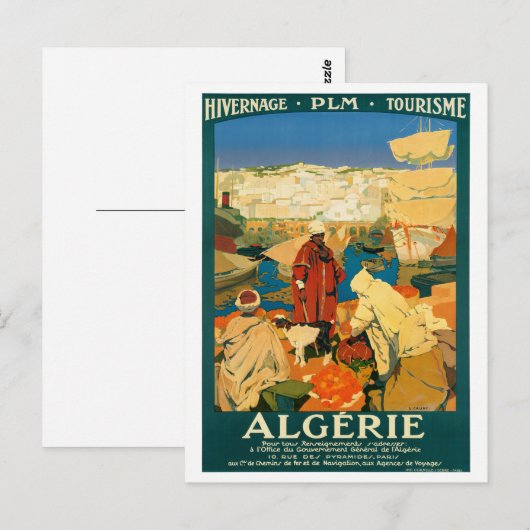 Algerije Vintage Travel Poster teruggezet Briefkaart (Voorkant / Achterkant)