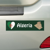 Algerije Vlag Hart + Landkaart Bumpersticker (Op auto)
