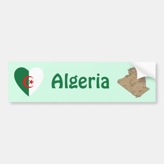 Algerije Vlag Hart + Landkaart Bumpersticker (Voorkant)