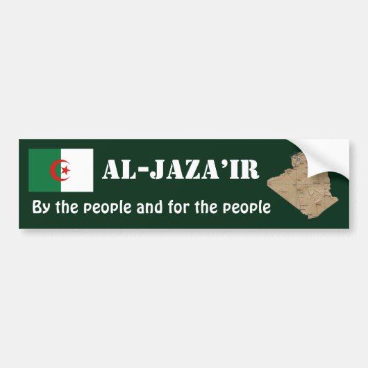 Algerije Vlag + Landkaart Bumpersticker (Voorkant)