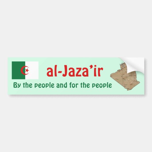 Algerije Vlag + Landkaart Bumpersticker (Voorkant)