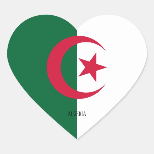 Algerije Vlag Prachtig Patriottisch Hart Sticker (Voorkant)