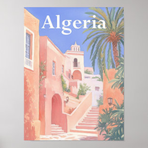 Algerije Waterverf Schilderij Reizen Poster