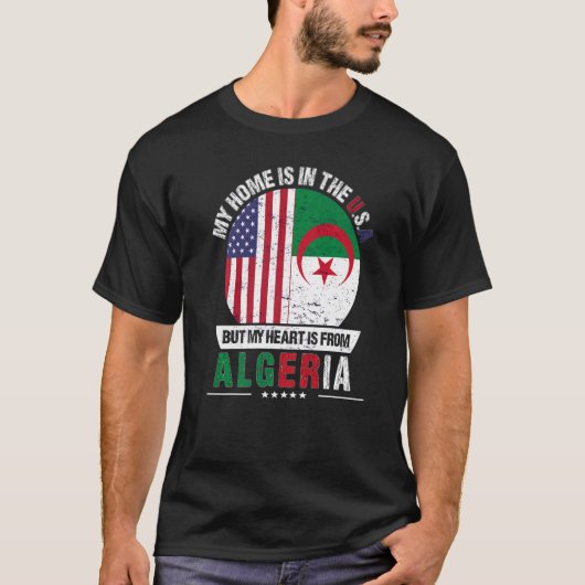 Algerijns - Amerikaans patriothart komt uit Algeri T-shirt (Voorkant)