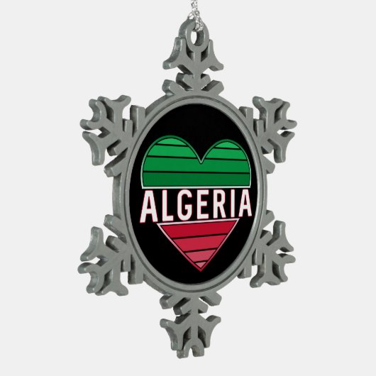 Algerijns hart, ik hou van Algerije Tin Sneeuwvlok Ornament (Links)