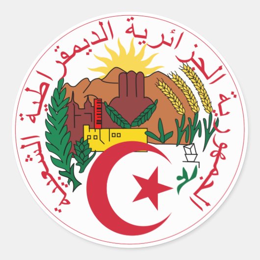 Algerijns Nationaal Emblem Ronde Sticker (Voorkant)