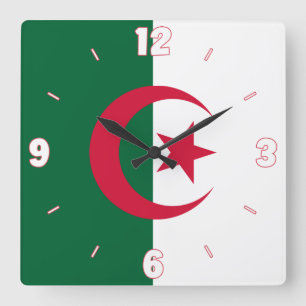 Algerijns nationaal vlaggenpatriottisch vierkante klok