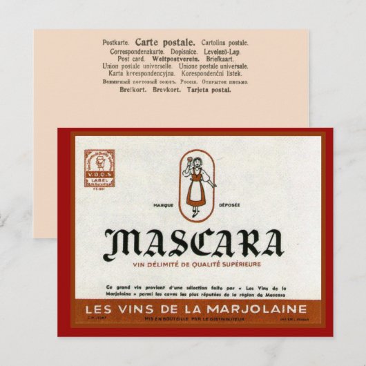  Algerijns Wijnetiket, Mascara Briefkaart (Voorkant / Achterkant)
