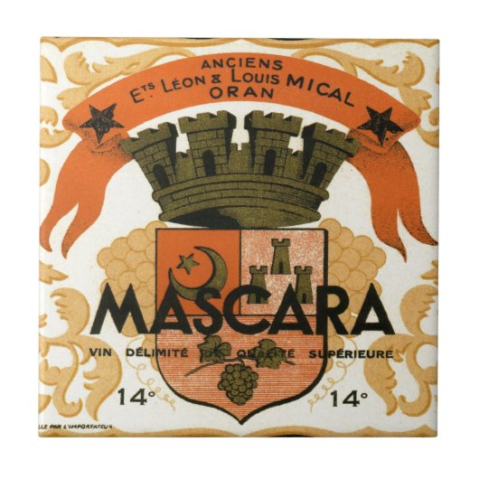 Algerijns Wijnetiket, Mascara Tegeltje (Voorkant)