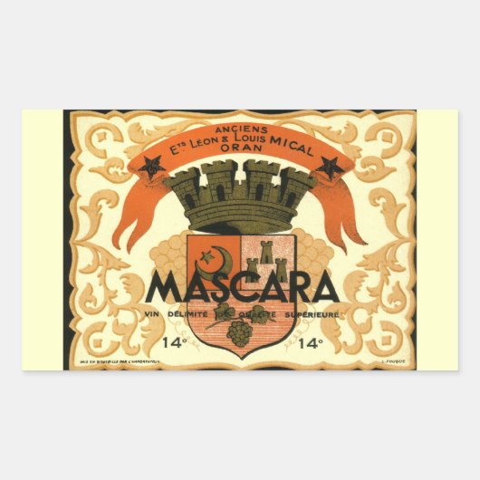  Algerijns Wijnlabel, Mascara Rechthoekige Sticker (Voorkant)