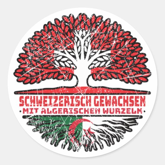 Algerijnse Algerisch Schweizer Schweiz Baum Wurzel Ronde Sticker (Voorkant)