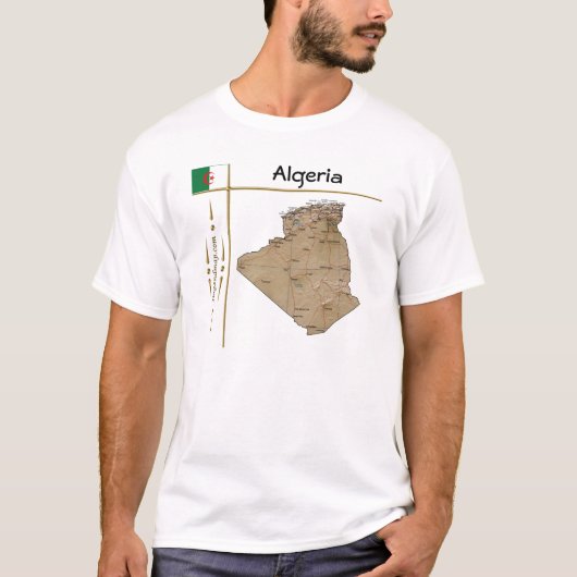 Algerijnse kaart + vlag + titel T-shirt (Voorkant)