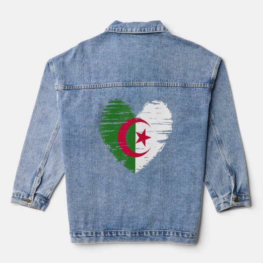 Algerijnse vlag Algerijnse Algerijnse geprezen Denim Jacket (Achterkant)
