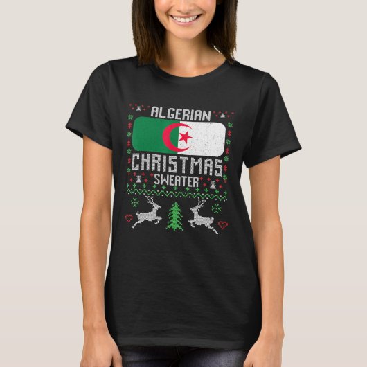Algerijnse vlag Algerijnse kerstkeuter T-shirt (Voorkant)
