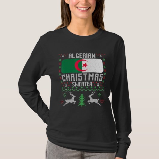 Algerijnse vlag Algerijnse kerstkeuter T-shirt (Voorkant)