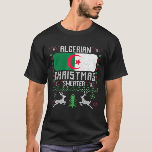Algerijnse vlag Algerijnse kerstkeuter T-shirt (Voorkant)