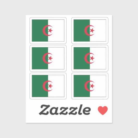 Algerijnse vlag Collectie pack van 6 Sticker (Vel)