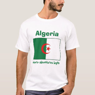 Algerijnse vlag + kaart + tekst T-shirt