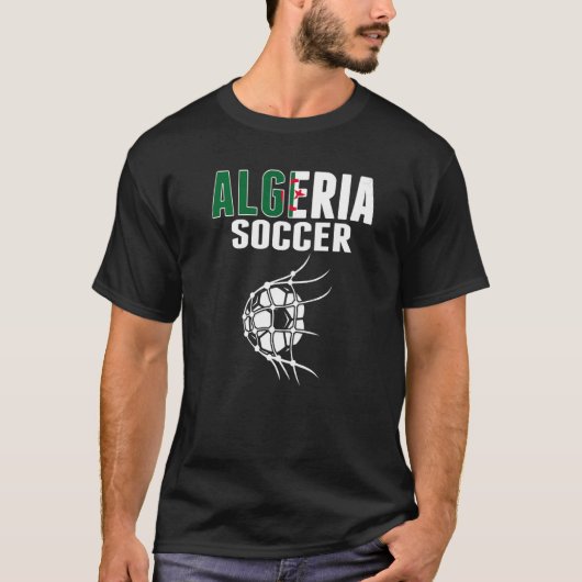 Algerijnse Voetbal op het net van het Algerijnse F T-shirt (Voorkant)