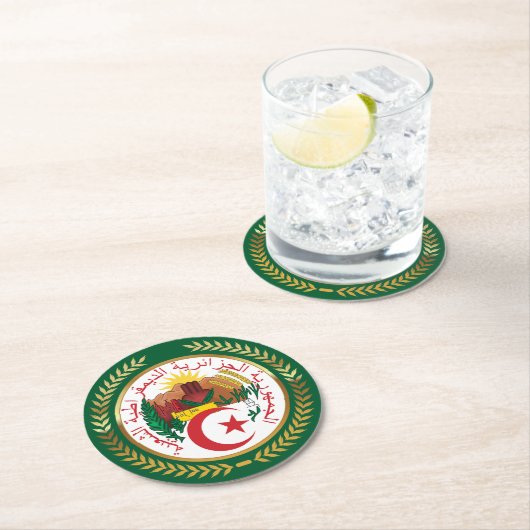 Algerijnse wapenstilstand ronde kartonnen onderzetter (Insitu)