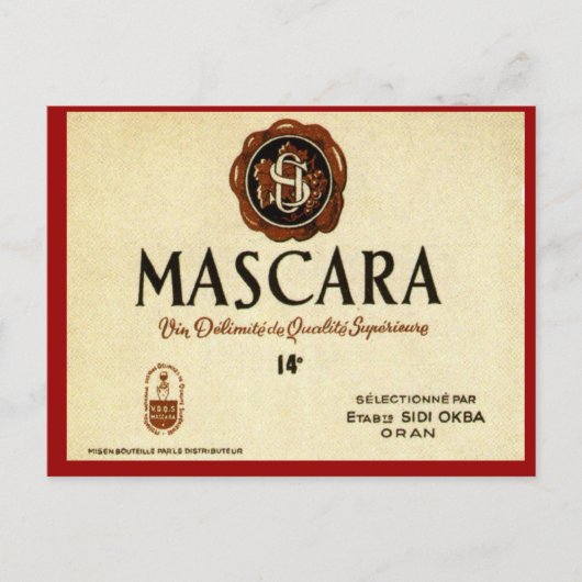  Algerijnse wijn, MascaraSidi Okba Briefkaart (Voorkant)