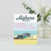 Alghero Italië vintage reisposter Briefkaart (Staand voorkant)