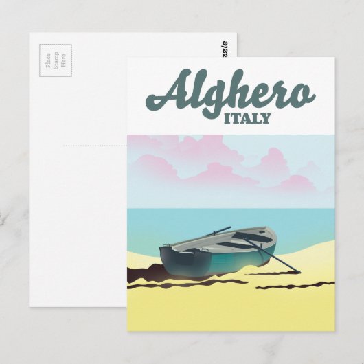 Alghero Italië vintage reisposter Briefkaart (Voorkant / Achterkant)