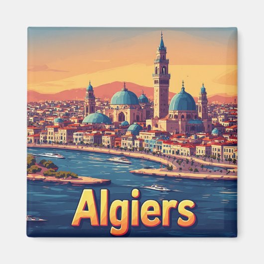 🧲 Algiers Algerije Reis Souvenir 🌍 Magneet (Voorkant)