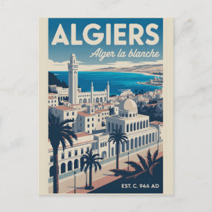 Algiers Algerije Retro Reisposter Kunst Briefkaart