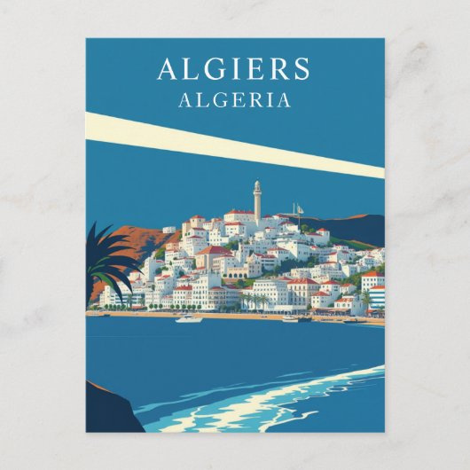 Algiers, Algerije Retro Reizen Kunst Briefkaart (Voorkant)