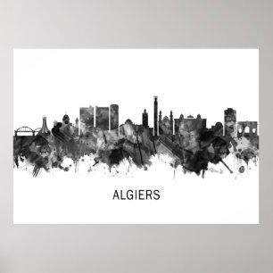 Algiers Algerije Skyline BW Poster