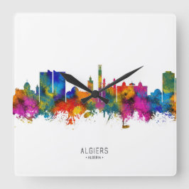 Algiers Algerije Skyline Vierkante Klok
