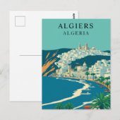 Algiers, Algerije Vintage Travel Art Briefkaart (Voorkant / Achterkant)